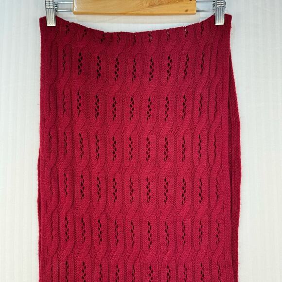 Celeste Red Cable Open Knit Wool Cashmere Blend Infinity Scarf 16 X 32 Winter - Picture 3 of 4